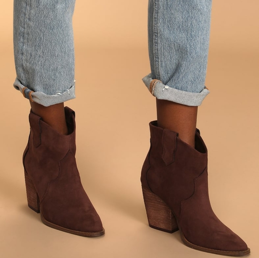 Bonnie Brown Suede Pointed-Toe Ankle Boots